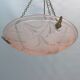 French Art Deco Glass Pendant Light with Chain Suspension, Degue, 1920s - 1930s