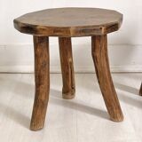 Pair of small 50's brutalist tripod stools