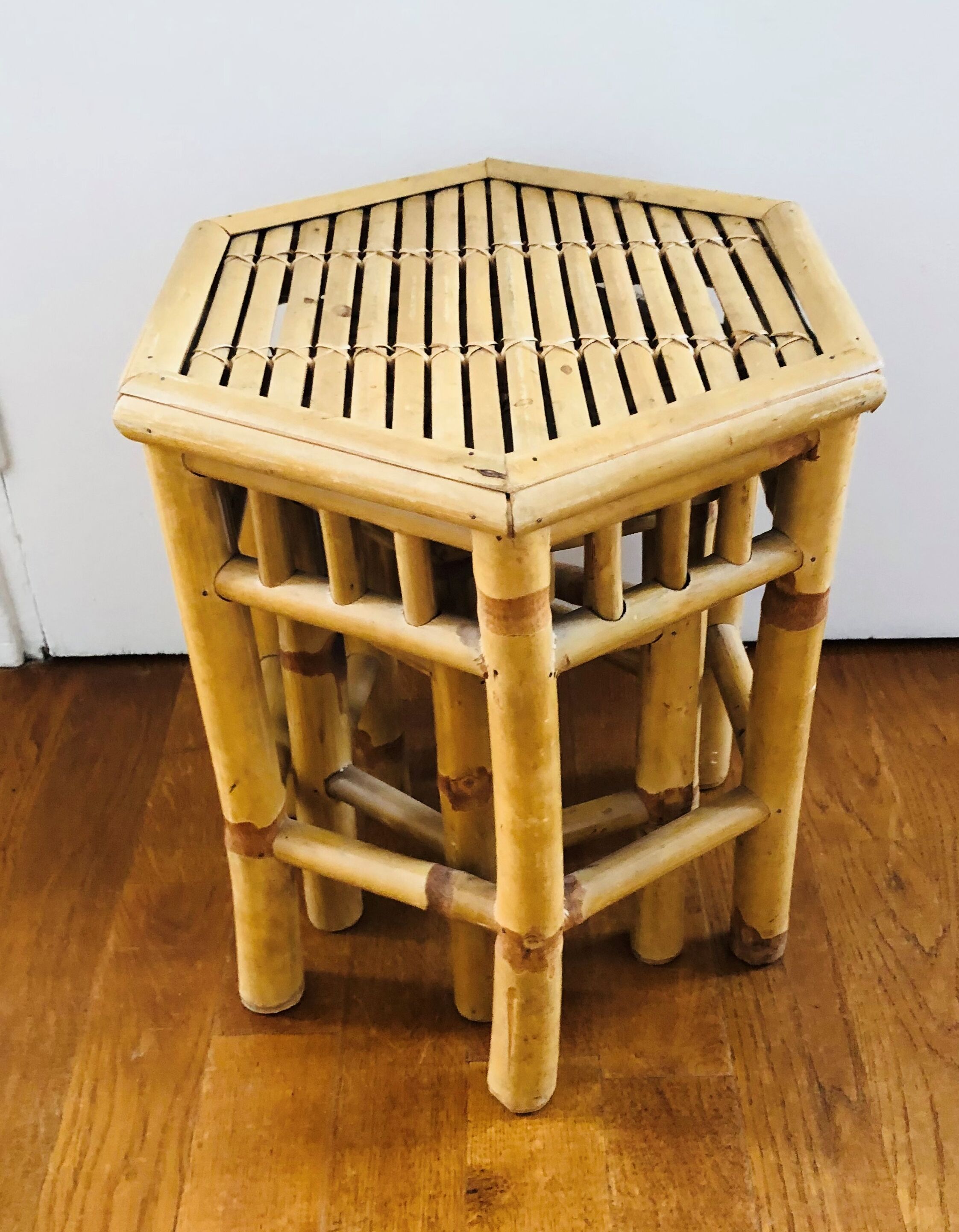 Two rattan side tables