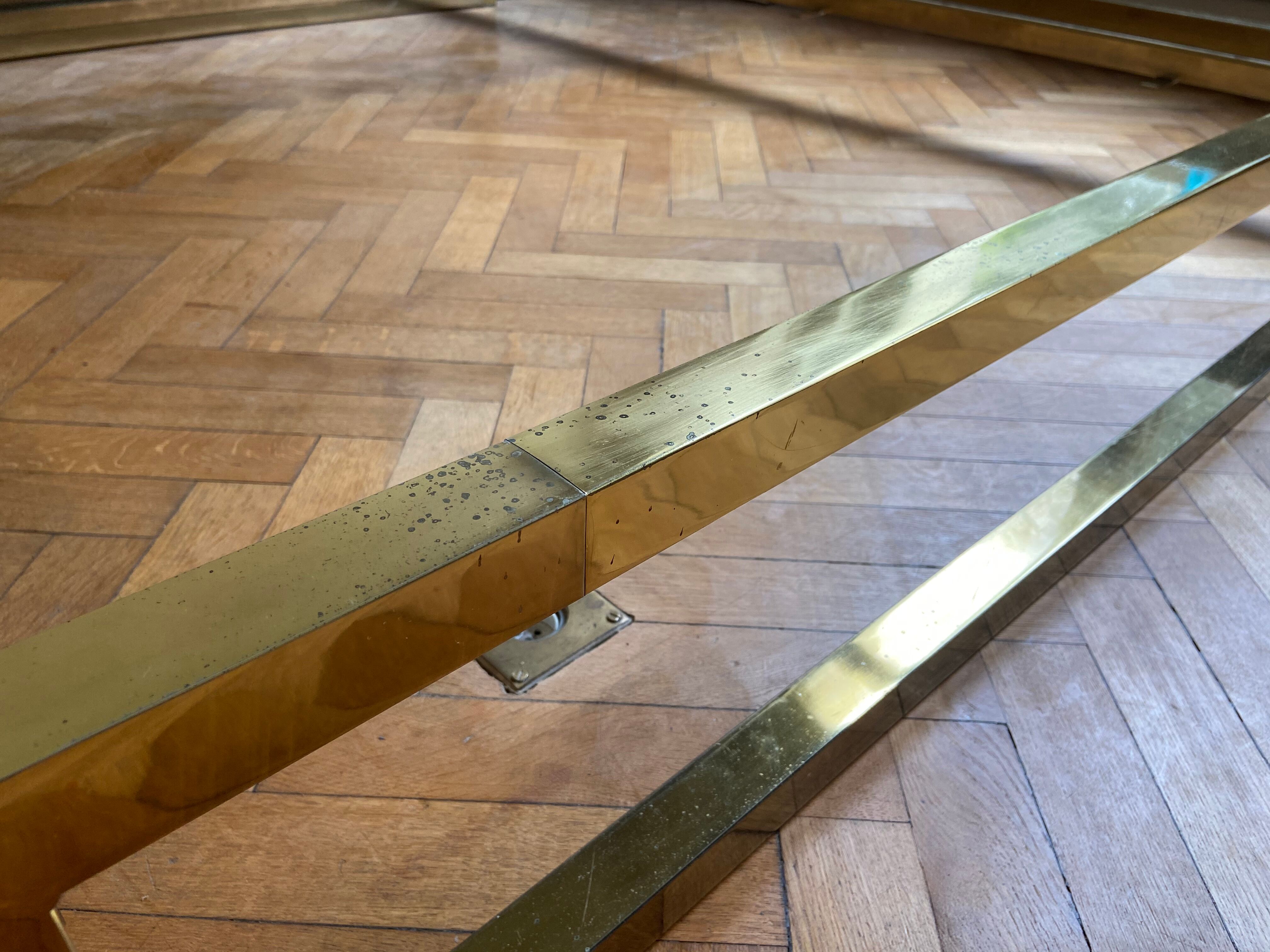 Belgo Chrom bed in gold metal and bronze mirrored headboard, 1970