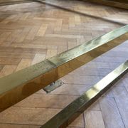Belgo Chrom bed in gold metal and bronze mirrored headboard, 1970