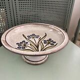 Compote dish in hand-painted enameled ceramic