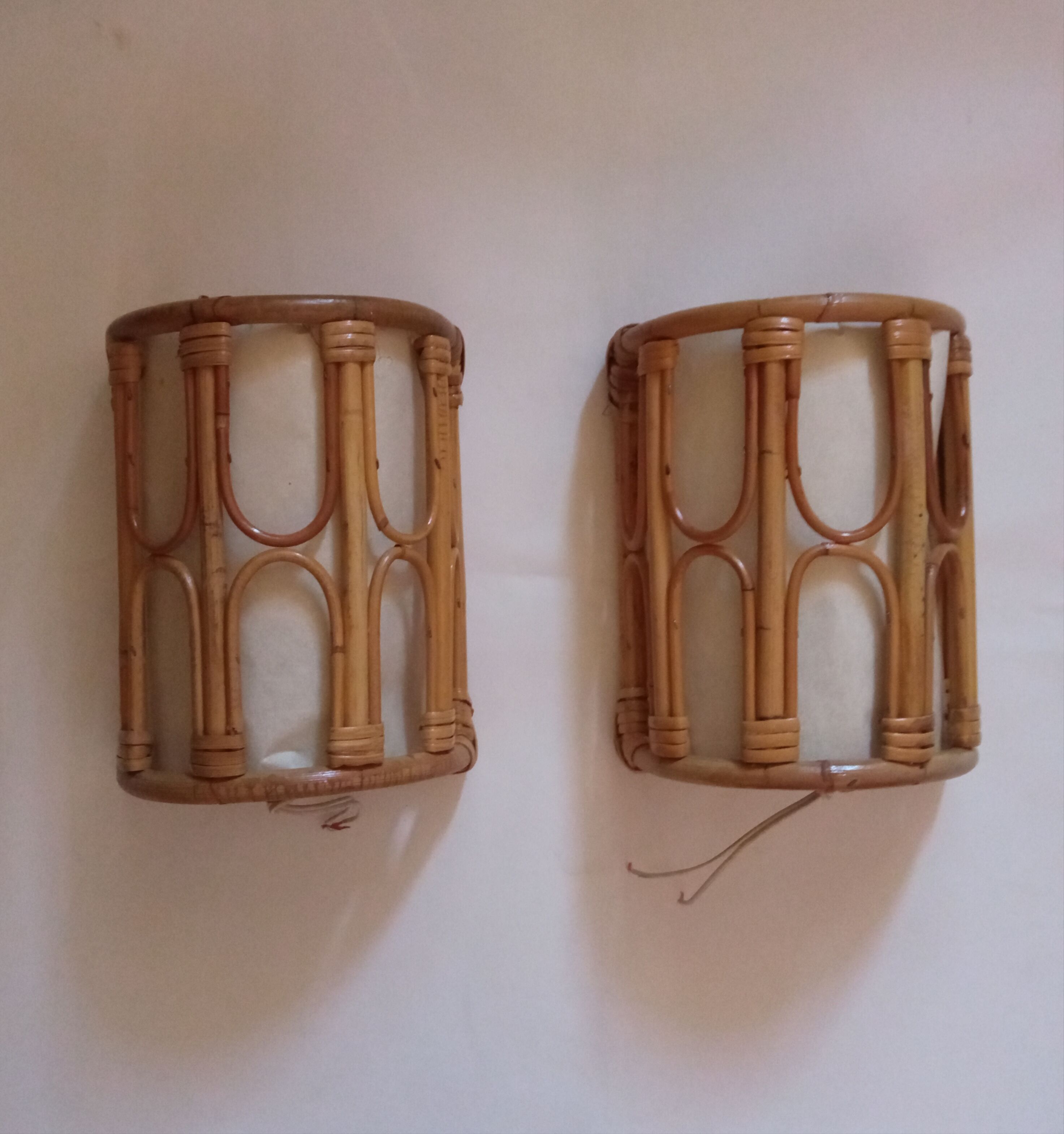 Pair of bamboo sconces