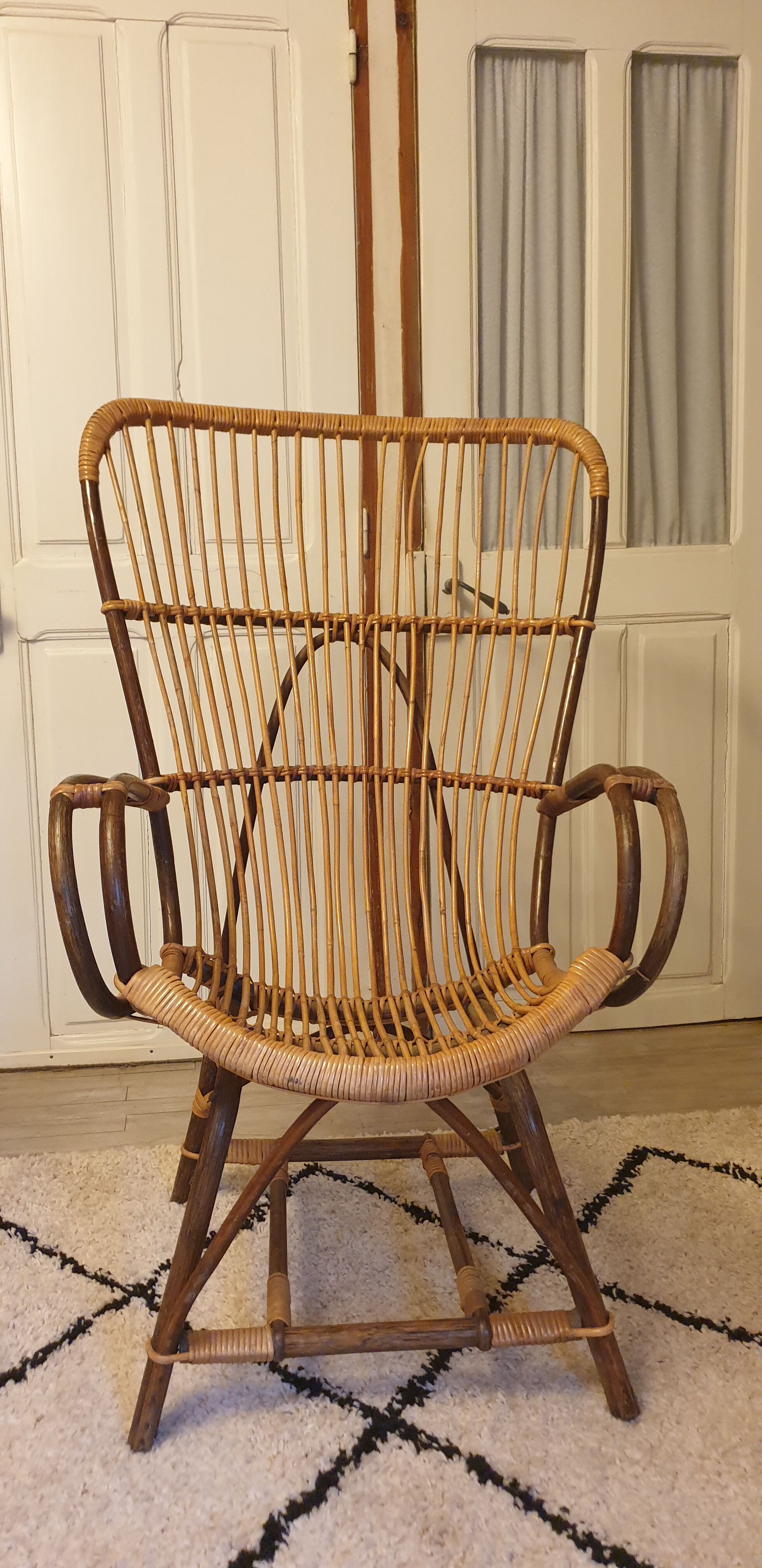 Pair of rattan armchairs
