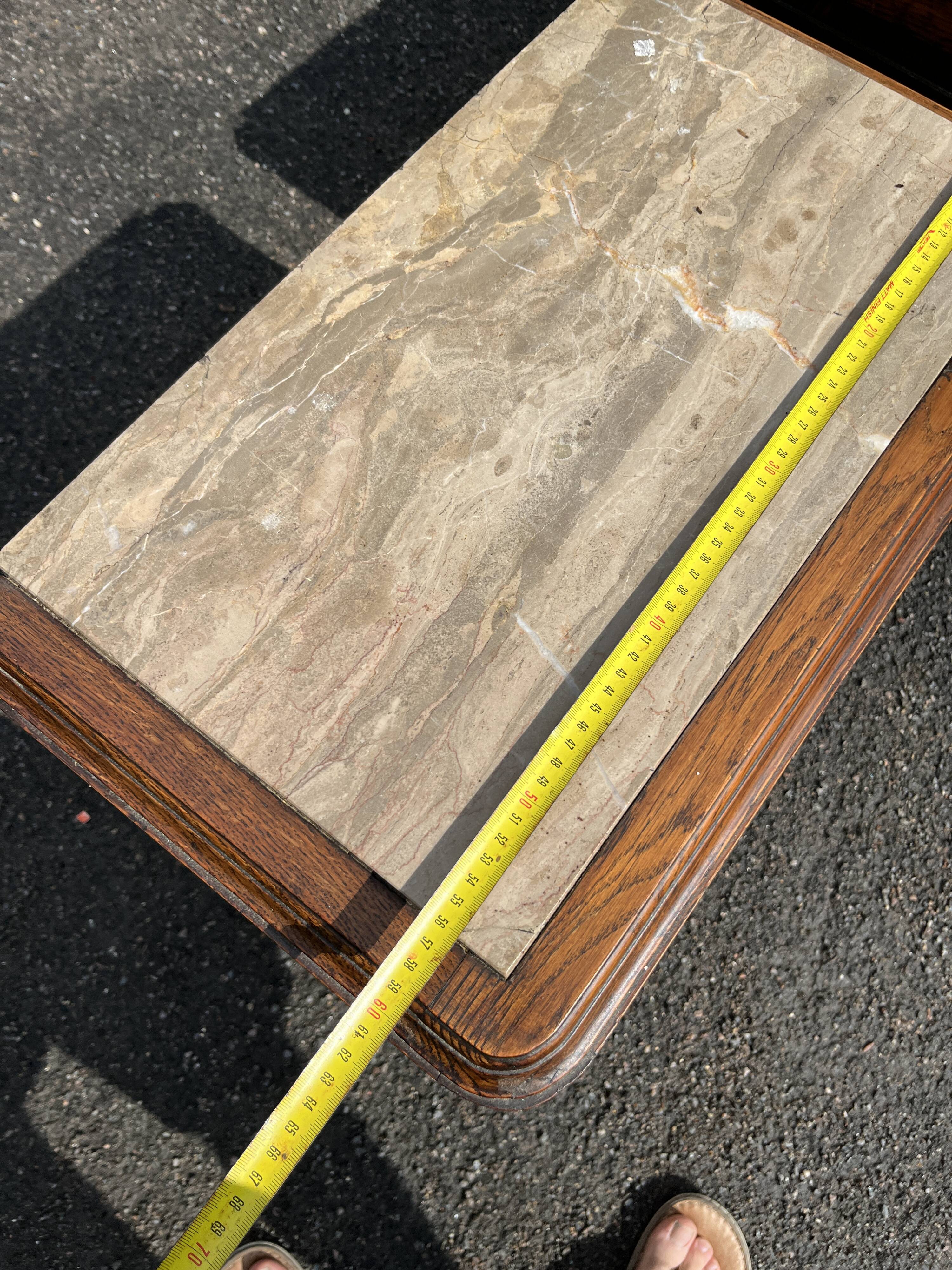 Pair of antique oak bedside tables - Art Deco style with tops