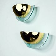 Pair of modernist design half moon wall lamps by Fase, Spain, 1980s
