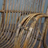 Belse 8 armchair in patinated rattan with high back Dutch Design 1950