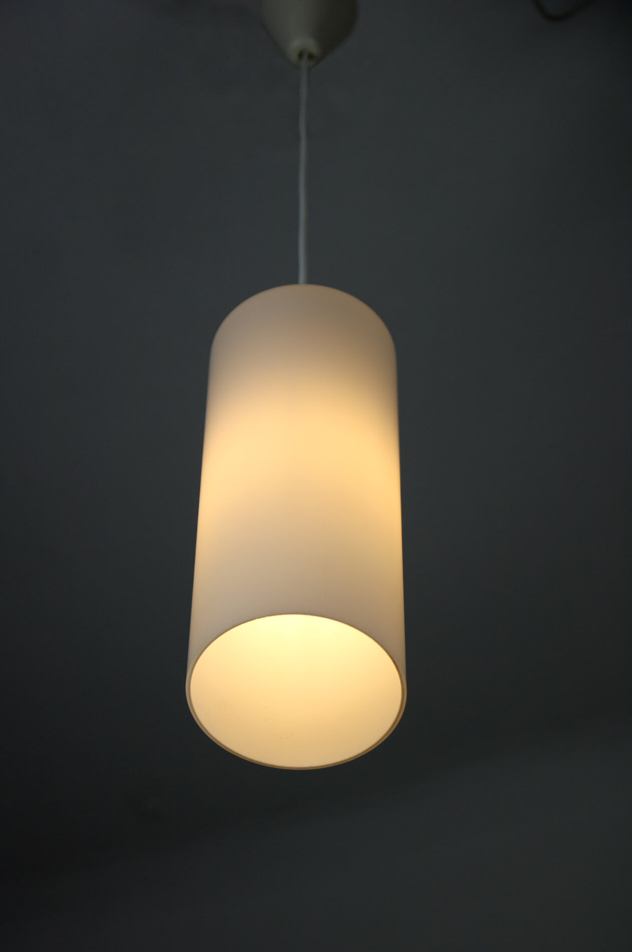 Pair of vintage Danish opaline glass hanging light