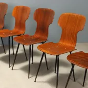 Vintage plywood and metal chairs, Italian design, 1960s.