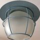 Suspension of the 70s cage in blue metal and frosted glass