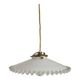 Vintage French White Opaline Glass Pendant Light Clear Glass Edge 5405
