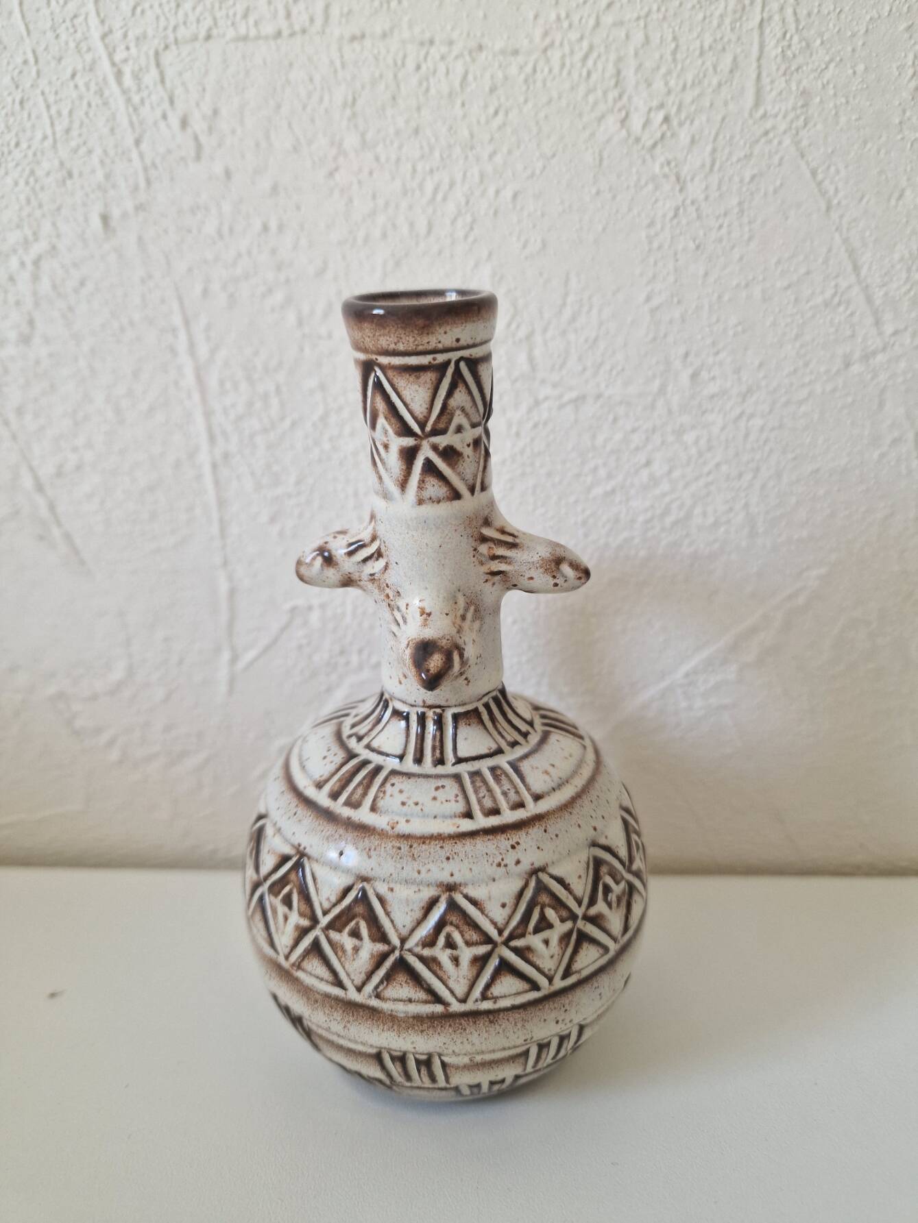 Vase / Vintage soliflore in handcrafted ceramic – Brutalist style