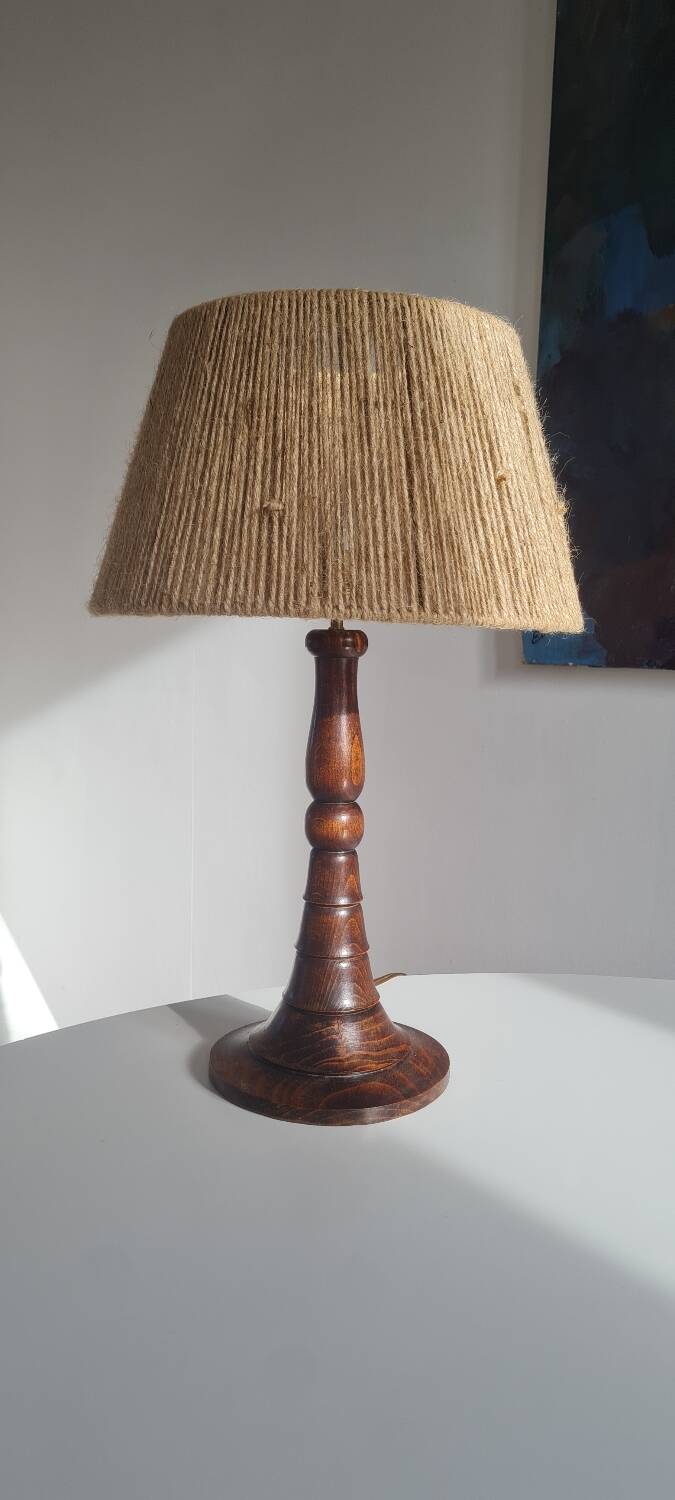 Turned wood lamp circa 1950