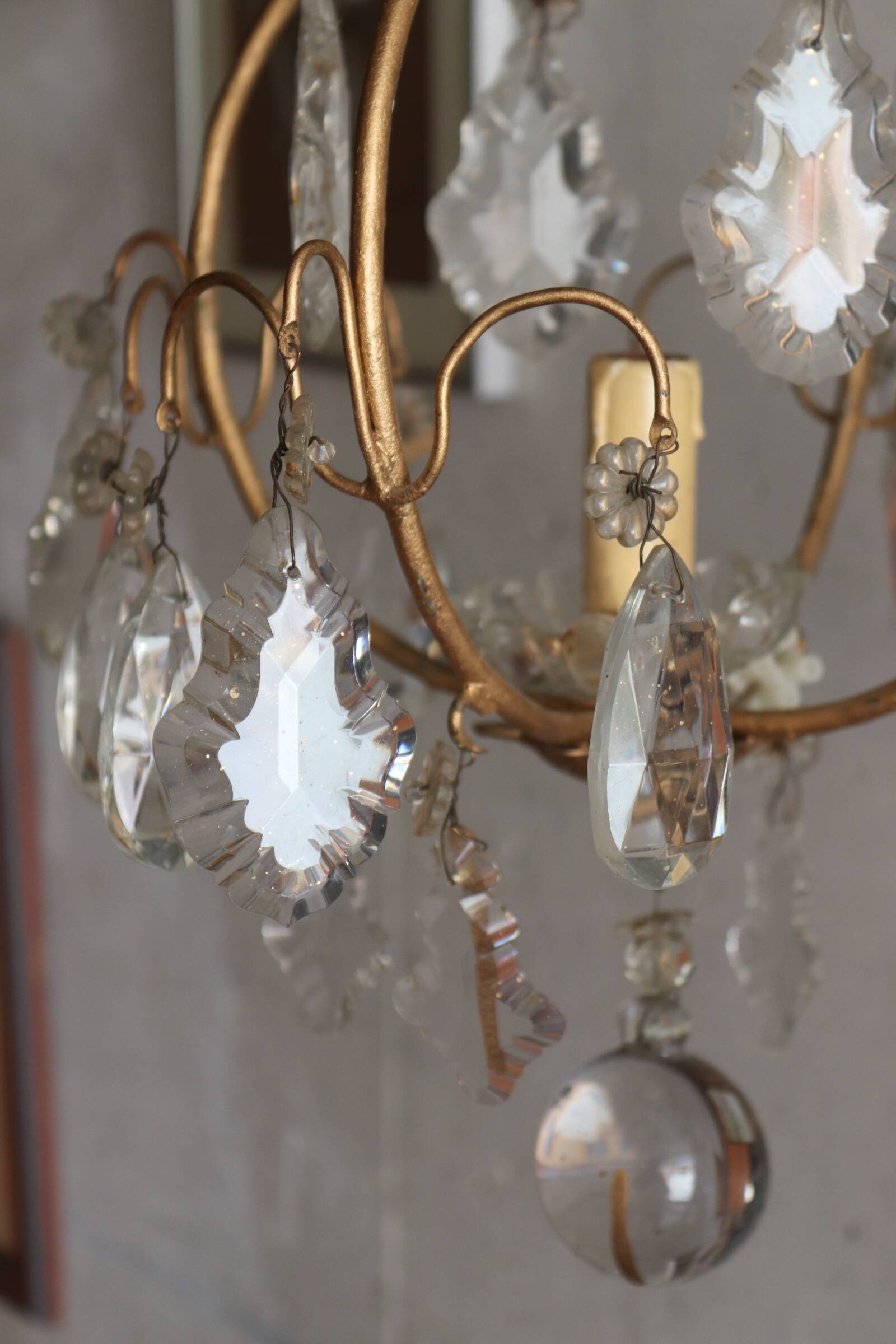 Ancien lustre cage à pampilles en cristal