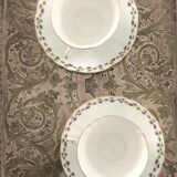 Duo of cup and saucer adderleys england bone china purple décor