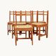 6 light wood chairs with rush seats, Italy, 1960s