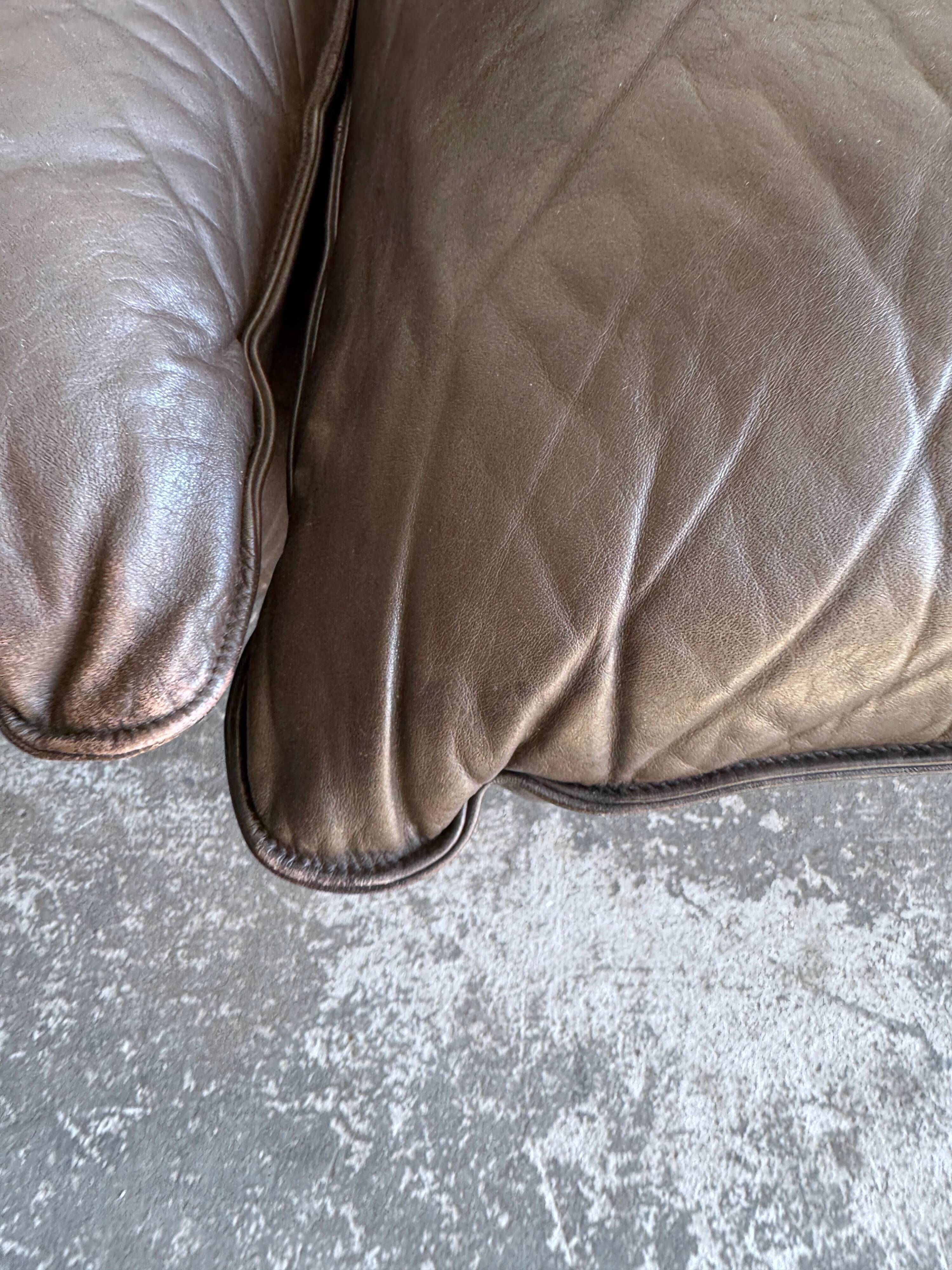 Michel Cadestin 1970s Dark Brown Leather 4-Piece Modular Sofa for Airborne