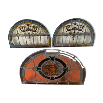 Lot de 3 vitraux anciens