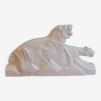 Art Deco sculpture lion and lioness couple
