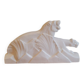 Art Deco sculpture lion and lioness couple