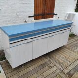 Kitchen cabinet in blue formica 4 doors 4 drawers