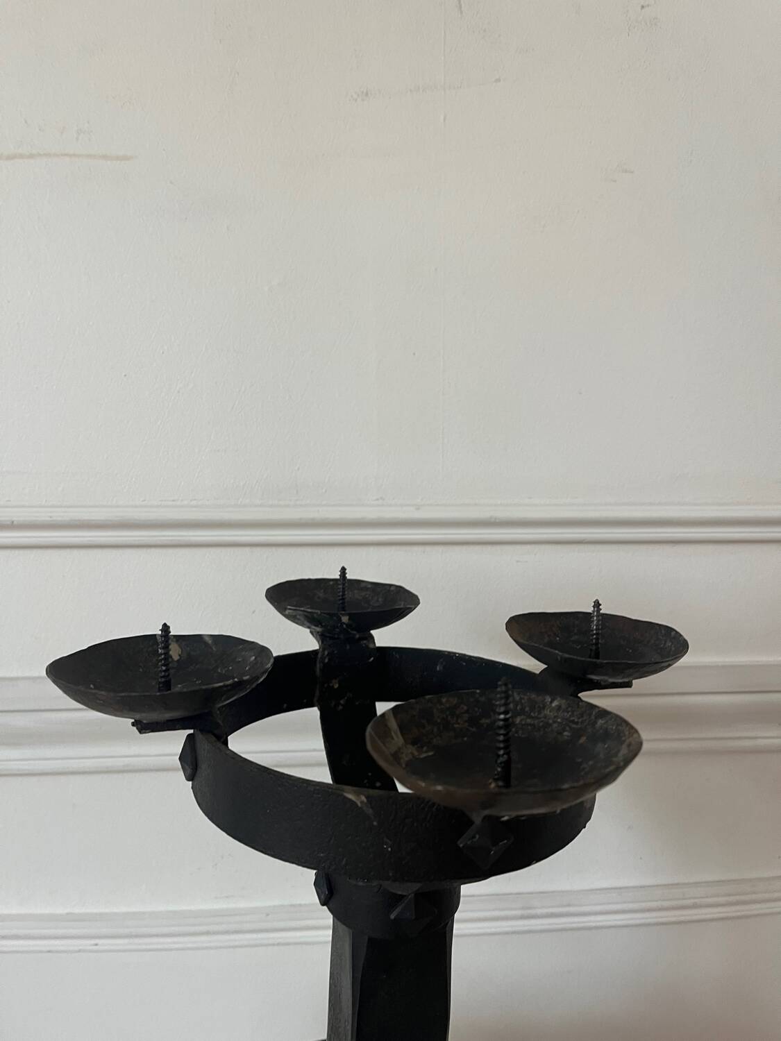 Brutalist wrought iron chandelier antique