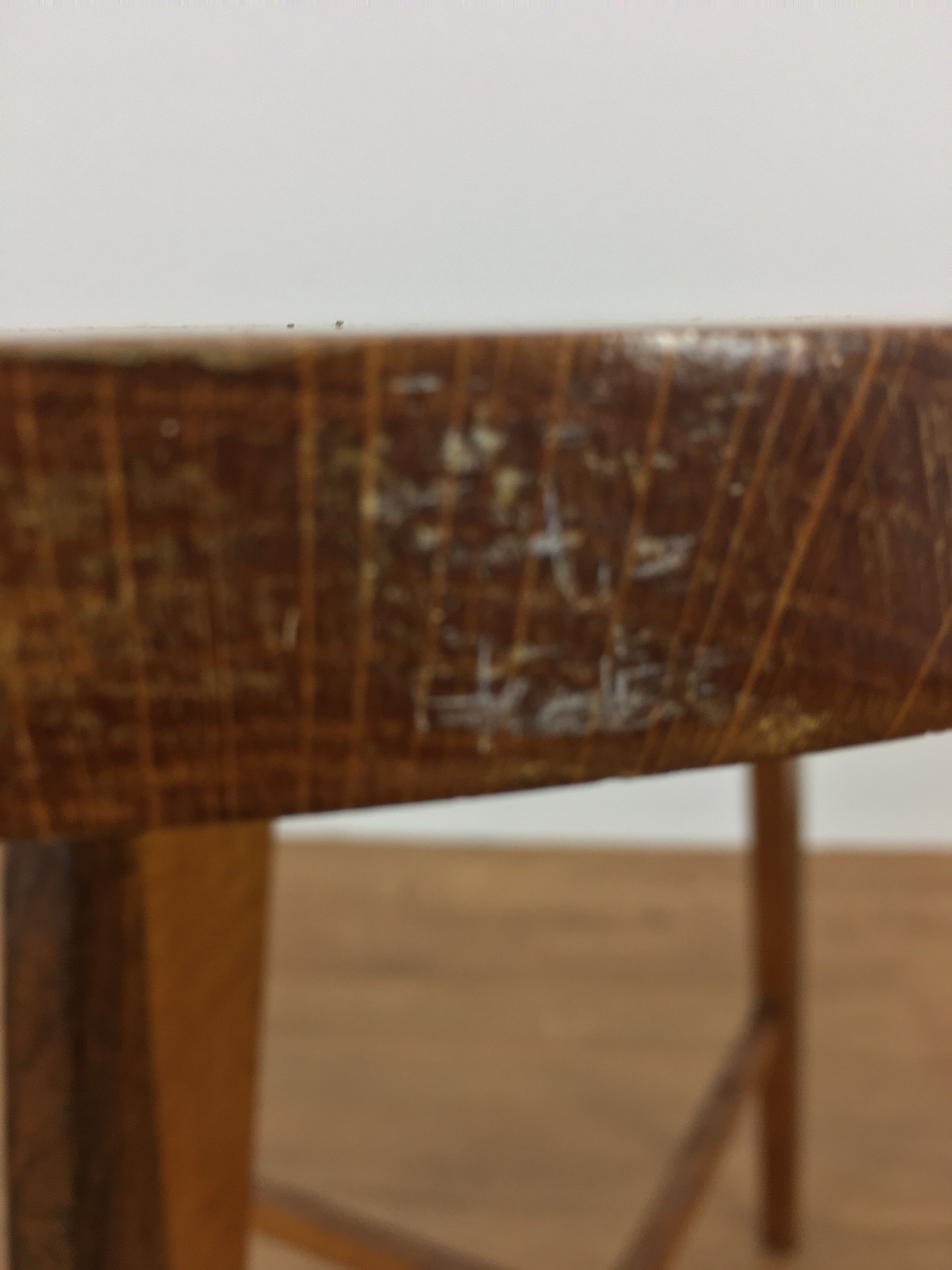 Wooden clover side table, compass feet, 50s