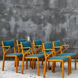 Set of 6 Kinnarps chairs in curved wood — Scandinavian design