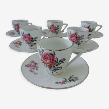 Suite of six coffee cups and their porcelain sub-cups