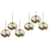 Smoked glass pendant chandeliers by Peill & Putzler, Germany, 1970s.