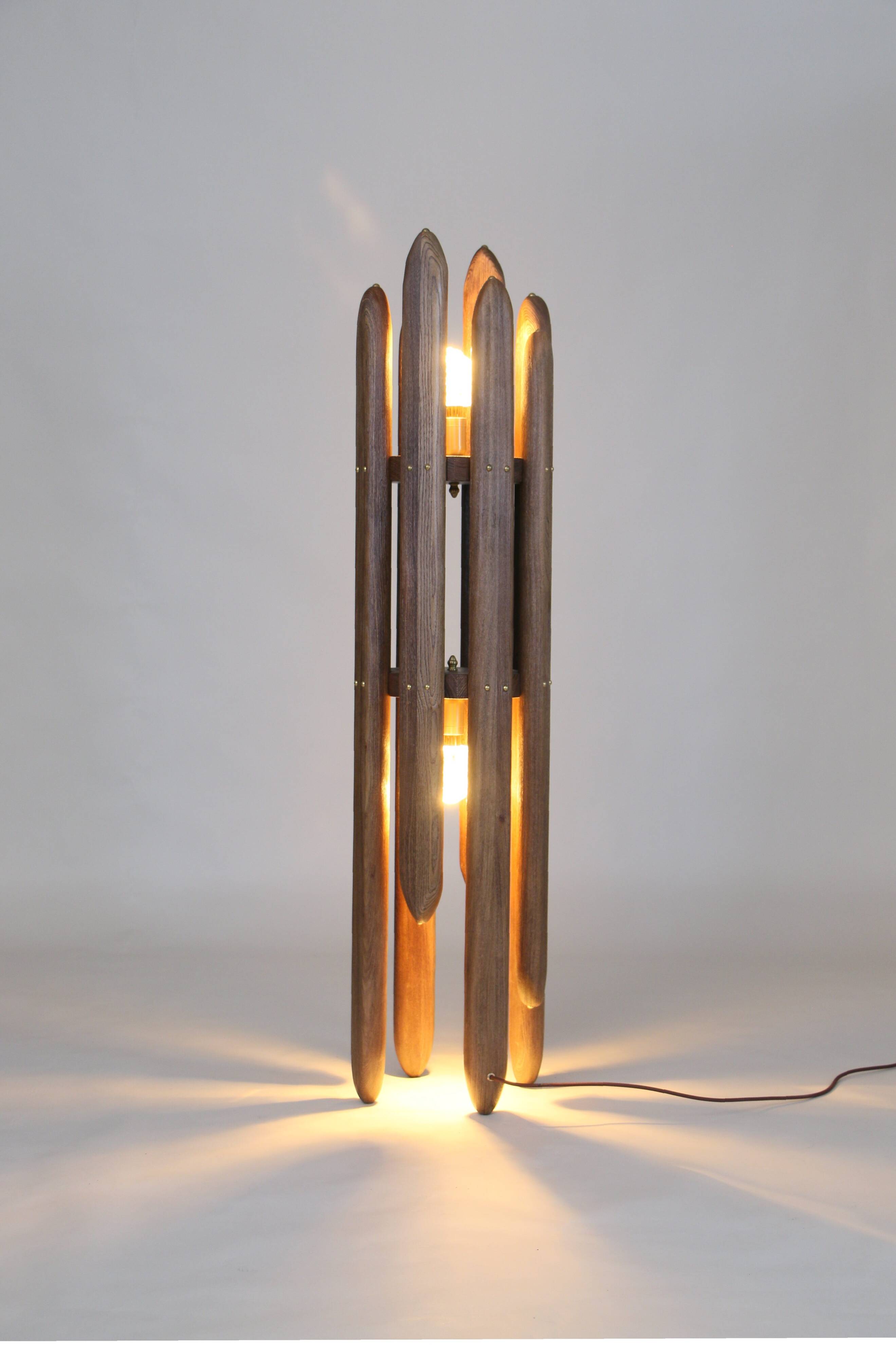 Mid-Century Modern Collectible Design Museum Quality Solid Wood Floor Lamp