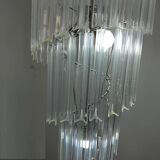 Large spiral chandelier with acrylic crystal trihedrons
