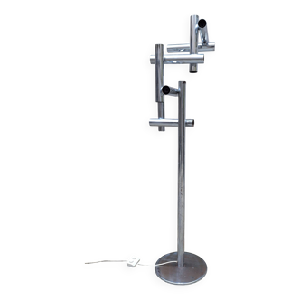 Chrome-plated metal floor lamp in the Reggiani style, 1970s