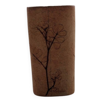 Stoneware vase signed Raymonde Leduc – Vallauris – herbarium decoration – years