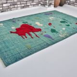 One Kind Unique Vintage Wool Carpet