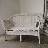 White rattan bench