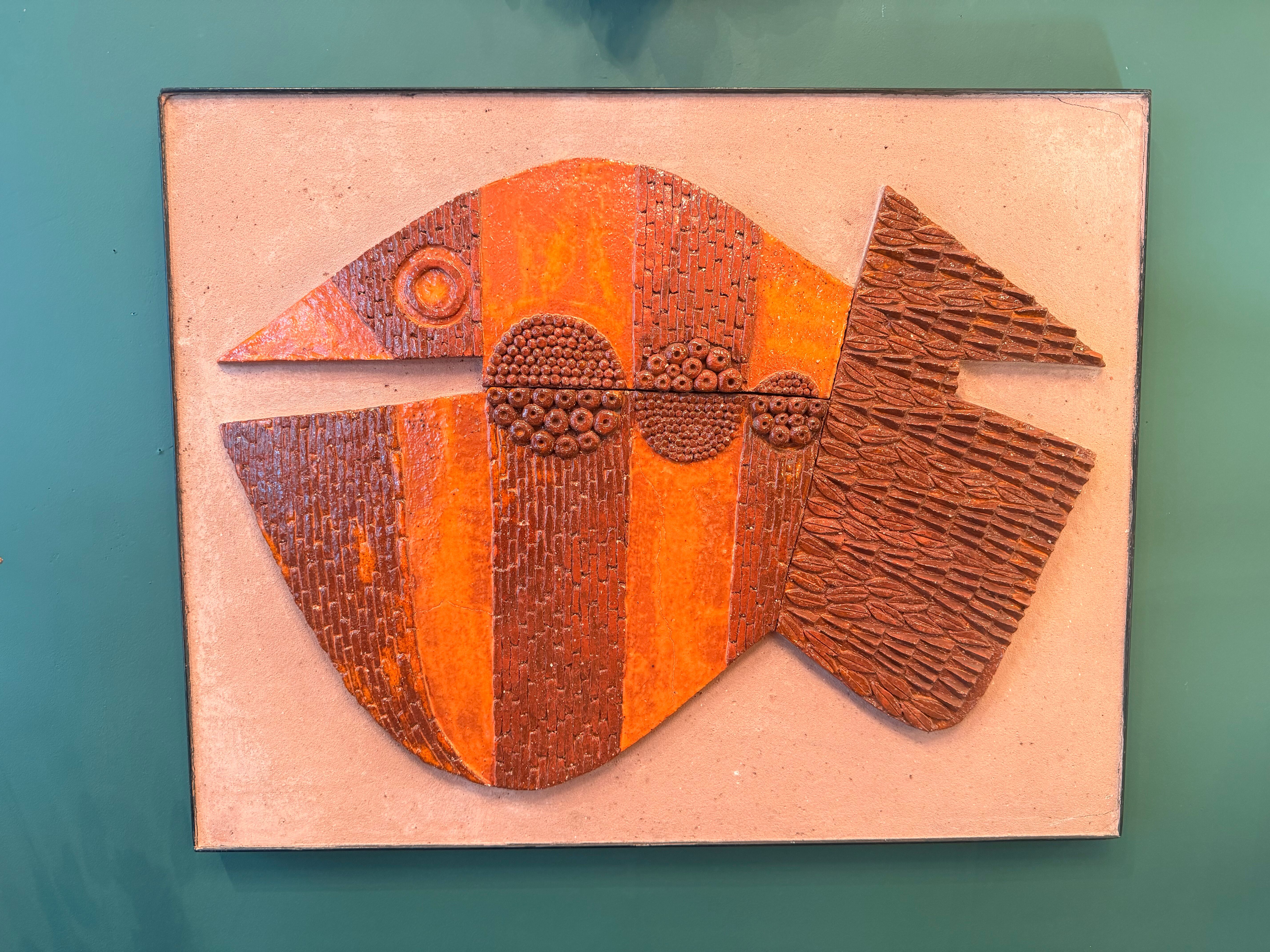 Large ceramic wall panel, stylised fish – 1960s