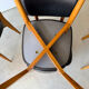 Set of 6 Scandinavian design chairs in solid beech and black Skai.