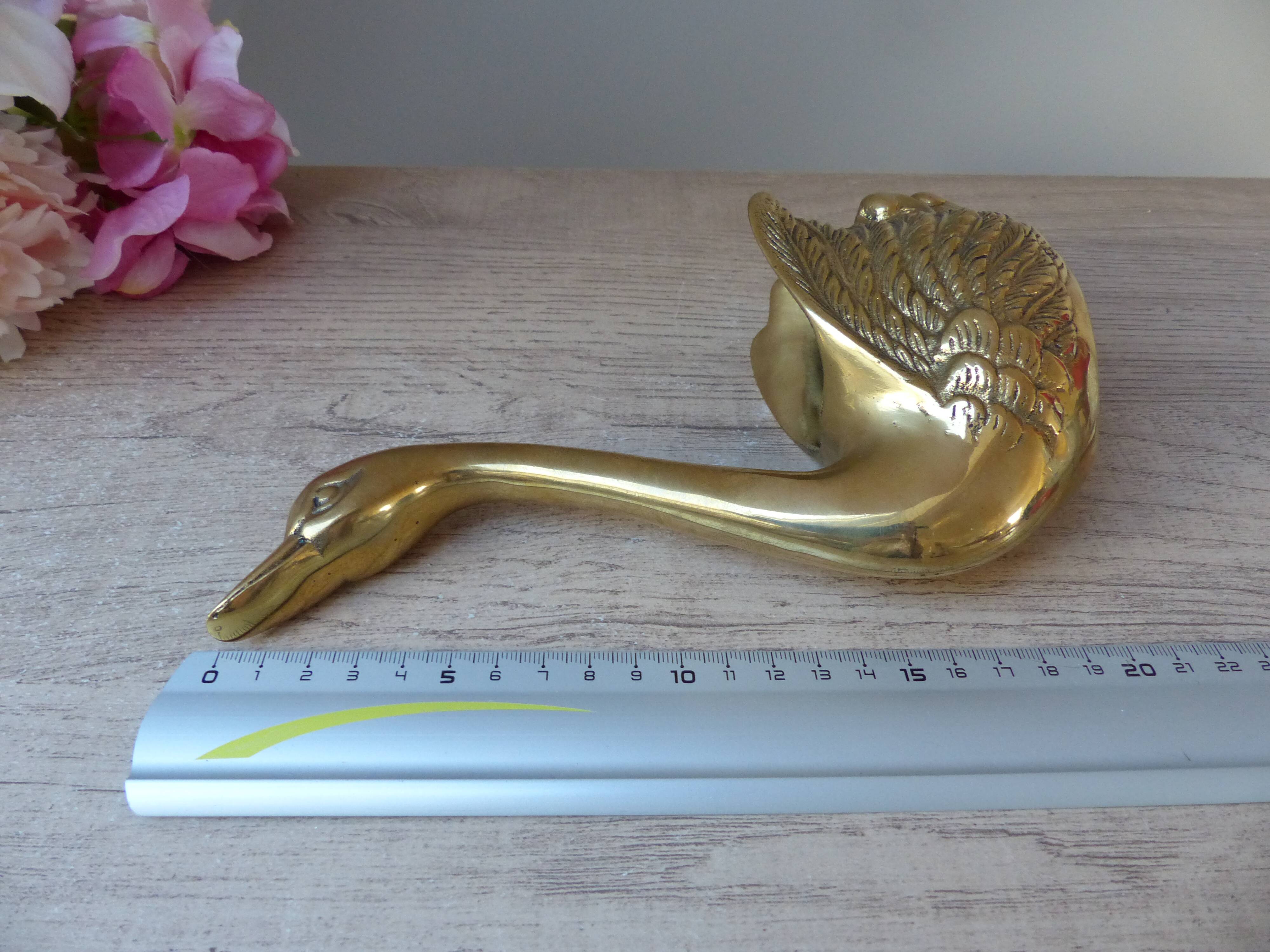 Vintage Solid Brass Swan Bird Figurine