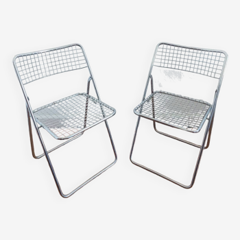 Set of 2 chrome folding chairs