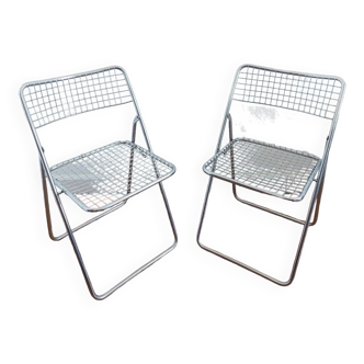 Set of 2 chrome folding chairs