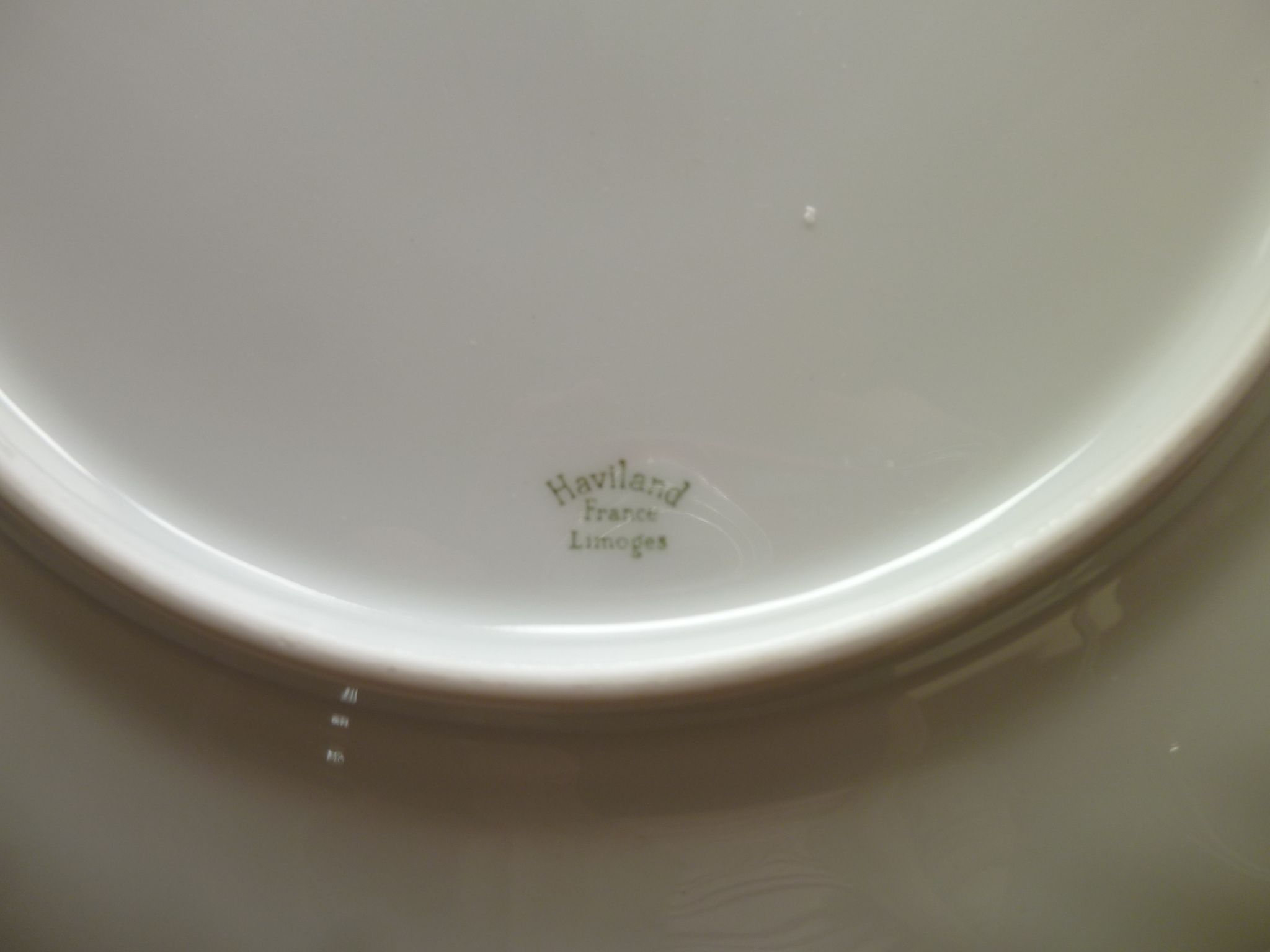Set of 2 flat plates in porcelain of Limoges Haviland Model Eglantine