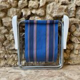 Blue and red striped camping chair