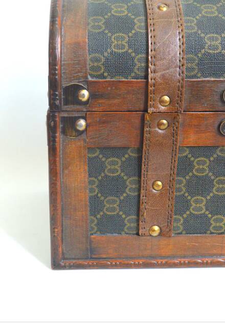 Monogrammed wooden chest