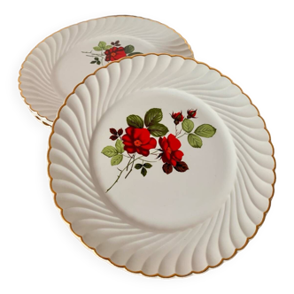 Keller & Guérin earthenware dinner plates decorated with flowers, tradition model