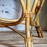 Tripod booster coffee table in rattan 50s