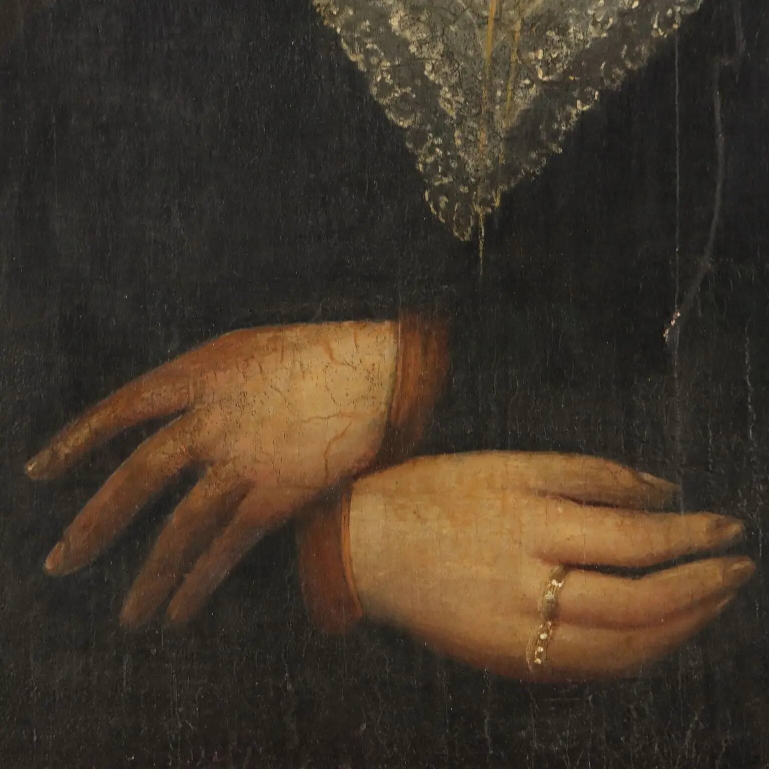 Tableau ancien, portrait d'une jeune femme, huile sur toile '800