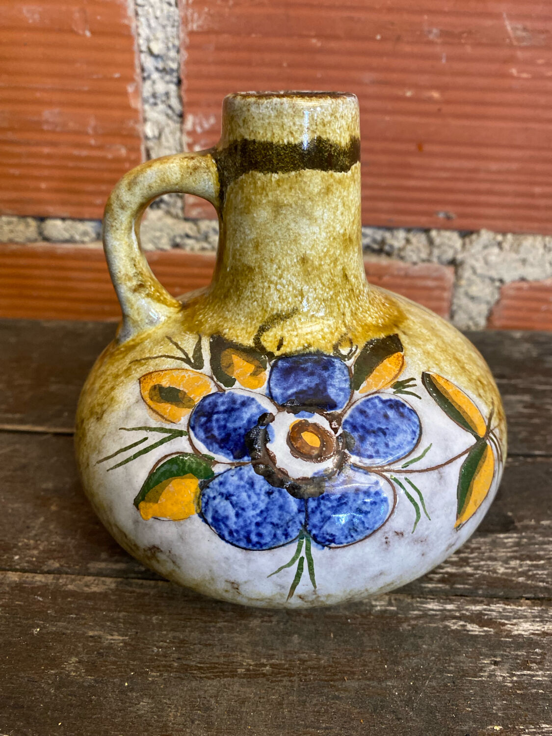 Antique soliflore vase veb polychrome ceramic flowers gdr vintage