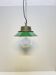 Industrial enamel green  lamp with glass , Poland, 1960s
