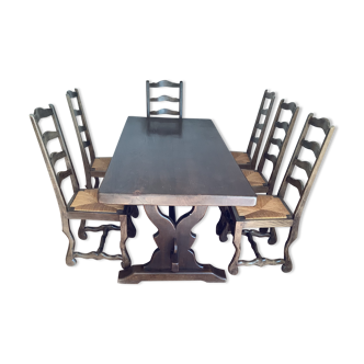 Monastery table with 6 chairs